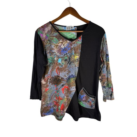 Parsley & Sage Women’s Tunic Top Size PL Floral Asymmetrical Hem Multicolor - Picture 1 of 7